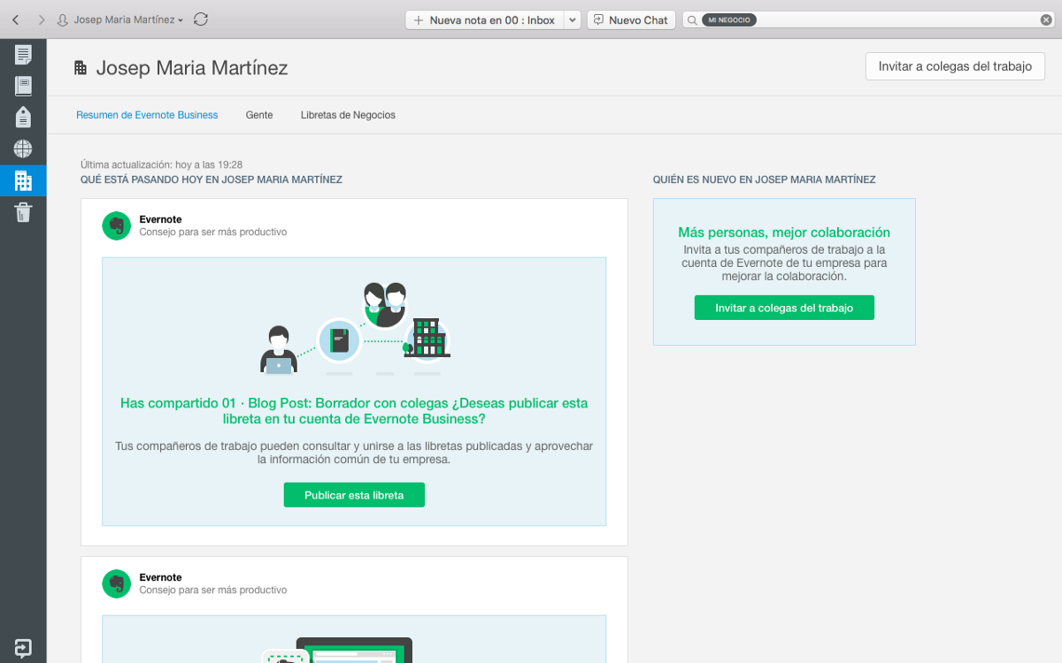 Evernote Business · Resumen de actividad