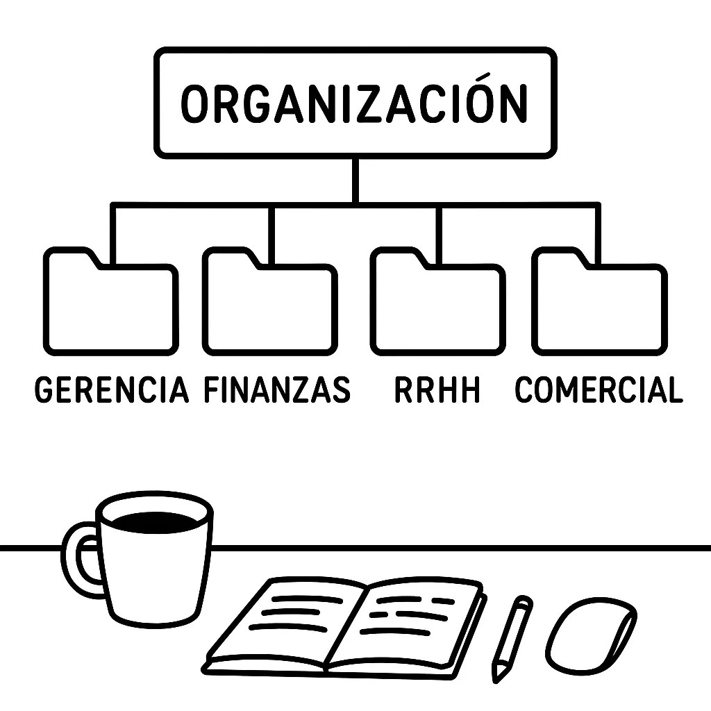 Josep Maria Martínez - Consultor ClickUp - asana - monday - se muestra una ilustracion con un estructura de carpetas organizativas