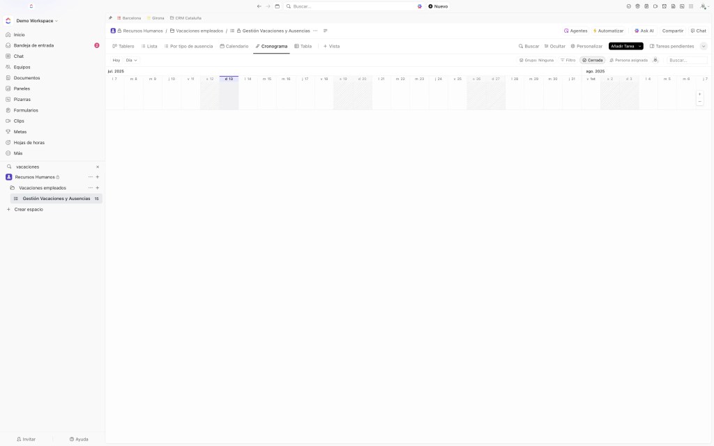 Josep Maria Martínez - Consultor ClickUp - asana - monday.com - vista cronograma ClickUp